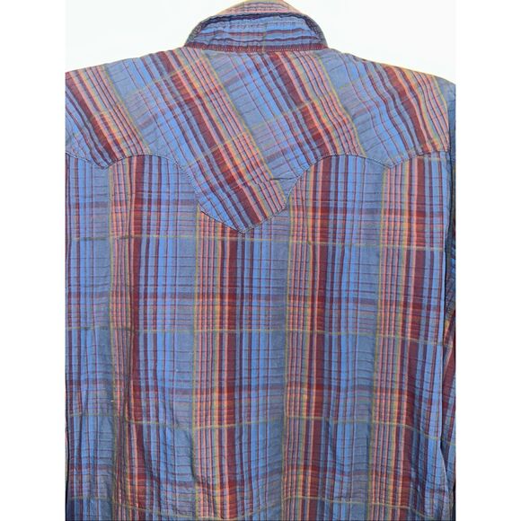 Wrangler Retro Men's Long sleeve Western Pearl Snap Sawtooth Pocket Plaid size X - Picture 5 of 8